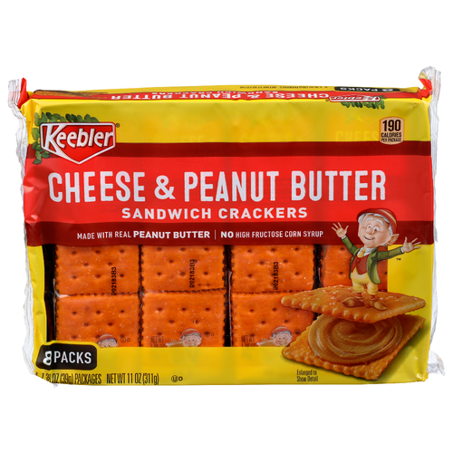 Keebler Cheese & Peanut Butter Sandwich Crackers - 1.375 Ounce - 8 Count