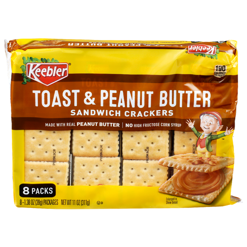 Keebler Toast & Peanut Butter Sandwich Crackers - 1.375 Ounce - 8 Count