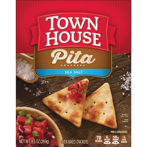 Town House Sea Salt Oven Baked Crackers Pita Snack - 9.5 Ounce
