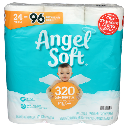 Angel Soft Unscented Bathroom Tissue - 24 Count