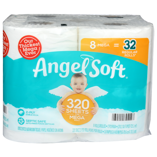 Angel Soft Unscented Bathroom Tissue - 8 Count