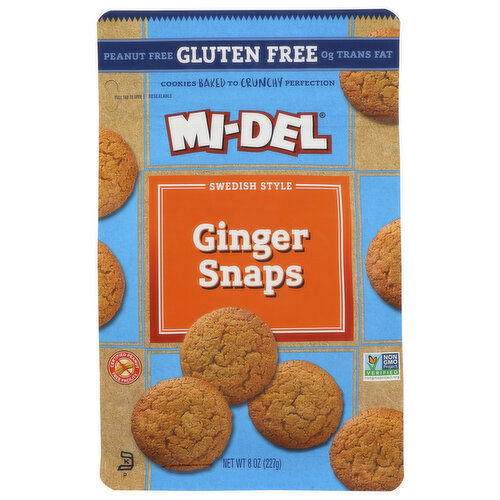 Mi-Del Ginger Snaps Gluten Free Na In Calif Swedish Style - 8 Ounce
