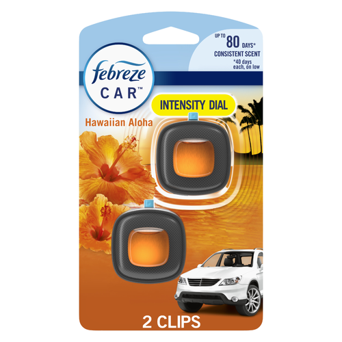 Febreze Car Air Freshener, Odor-Fighting Automotive Vent Clip, Hawaiian Aloha Scent - 0.13 Ounce