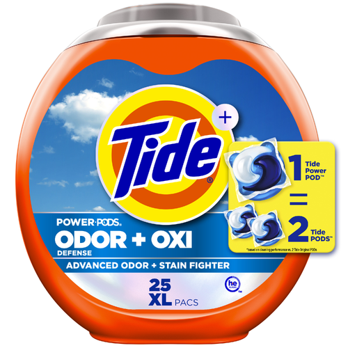 Tide Odor Defense + Oxi Laundry Detergent Pacs, Original Scent, , Advanced + Stain Fighter - 25 Count