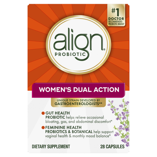 Align Probiotic, Women's Dual Action, Probiotics For Women, Multi-Strain With Chaste Tree, Supports Feminine Health, Soothes Occasional Bloating, Gas, Abdominal Discomfort, 28 Capsules - 28 Count
