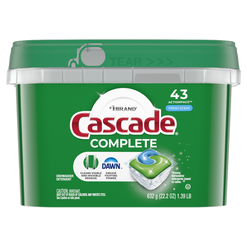 Cascade Complete Dishwasher Pods, Detergent, Dish Tabs Tablets, Fresh - 43 Count