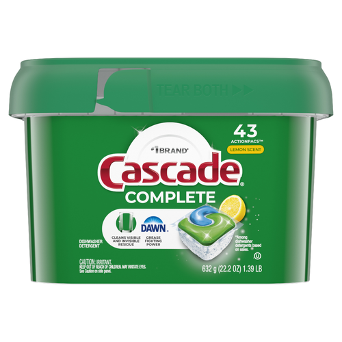 Cascade Complete Dishwasher Pods, Detergent, Dish Tabs Tablets, Lemon - 43 Count