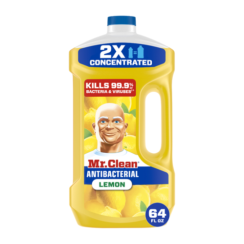 Mr. Clean Antibacterial All Purpose Cleaner, Floor Cleaner For Mopping, Cleaning Liquid, Lemon - 64 Ounce