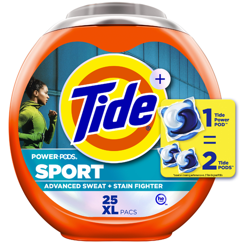 Tide Power Pods Sport Laundry Detergent Pacs, , Advanced Sweat + Stain Fighter - 25 Count