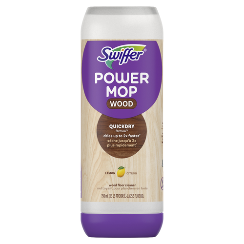 Swiffer Power Mop Wood Refill Solution, Quickdry Hardwood Floor Cleaner, Lemon Scent - 25.3 Ounce