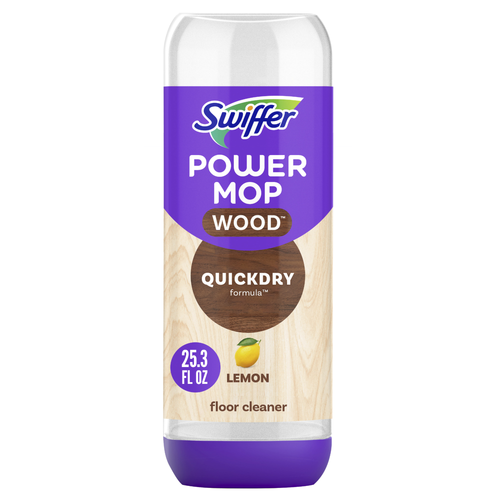 Swiffer Power Mop Wood Refill Solution, Quickdry Hardwood Floor Cleaner, Lemon Scent - 25.3 Ounce