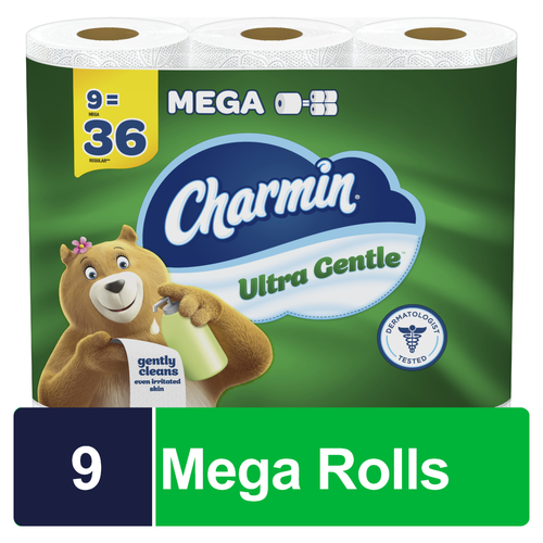 Charmin Ultra Gentle Toilet Paper, 9 Mega Rolls, 231 Sheets Per Roll - 9 Count