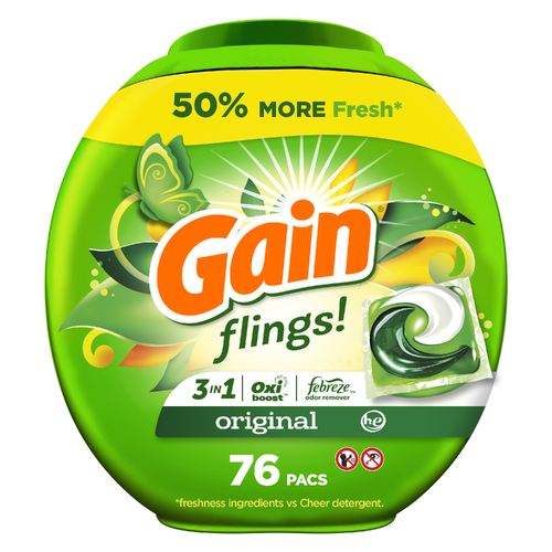 Gain Flings Laundry Detergent Pacs, , Original Scent - 76 Count Image 1 of 2
