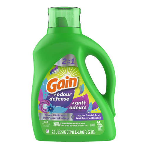 Gain Odor Defense Liquid Laundry Detergent, Super Fresh Blast Scent, 61 Loads, 1, Soap, He Compatible - 88 Ounce