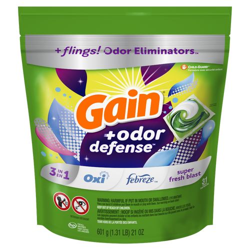 Gain Flings Laundry Detergent Pacs With Odor Defense - 31 Count Image 1 of 2
