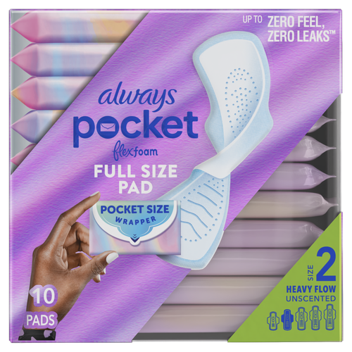 Always Pocket Flexfoam Pads, Size 2, Heavy, Wings, Unscented - 10 Count Image 1 of 2