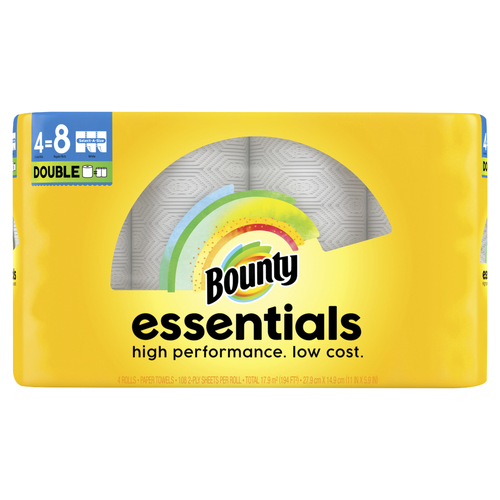 Bounty Essentials Select-A-Size Paper Towels, 4 Double Rolls, White, 108 Sheets Per Roll - 4 Count