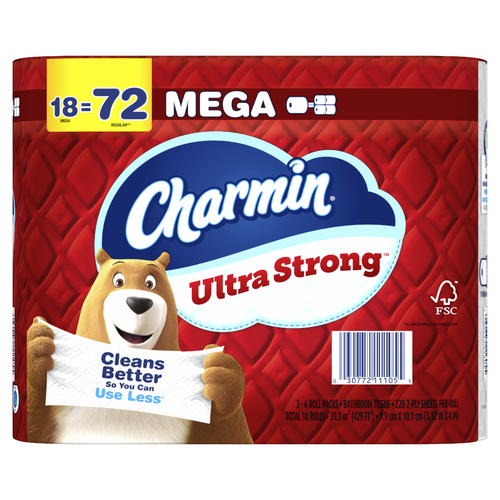 Charmin Ultra Strong Toilet Paper 18 Mega Rolls, 220 Sheets Per Roll - 18 Count