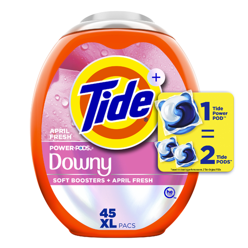 Tide Power Pods + Downy Laundry Detergent Pods, , Soft Boosters + April Fresh - 45 Count Image 1 of 2