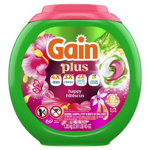 Gain Super Sized Flings Laundry Pacs, , Hibiscus Hula Scent - 32 Count Image 1 of 2