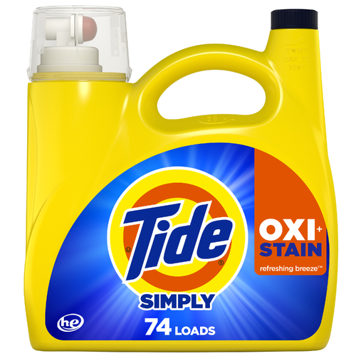Tide Simply Oxi Boost + Ultra Stain Release, , 74 Loads, Tough On Stains, Whitens, Brightens, Refreshing Breeze Scent - 105 Ounce