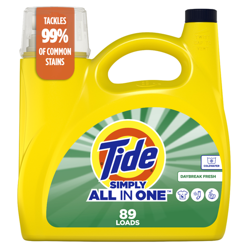 Tide Simply All-In-One Liquid Laundry Detergent, Daybreak Fresh Scent, 89 Loads - 117 Ounce