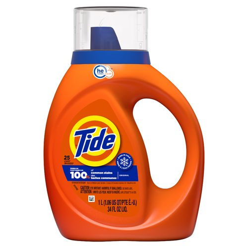 Tide Laundry Detergent Liquid, Original Scent, 25 Loads, Works On 100% Of Common Stains, Soap - 34 Ounce