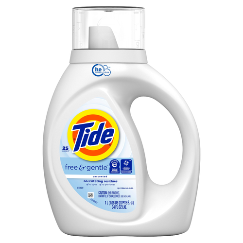 Tide Free & Gentle Liquid Laundry Detergent, , 25 Loads - 34 Ounce Image 1 of 2