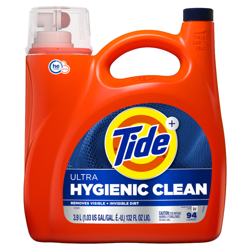 Tide Ultra Hygienic Clean Liquid Laundry Detergent, Original Scent, 94 Loads, Removes Visible And Invisible Dirt - 132 Ounce