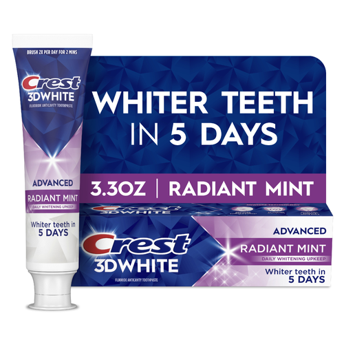 Crest 3DWhite Advanced Teeth Whitening Toothpaste, Radiant Mint - 3.3 Ounce