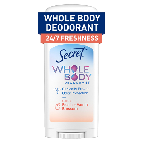 Secret Whole Body Stick Aluminum Free Deodorant For Women With Notes Of Peach & Vanilla - 2.4 Ounce