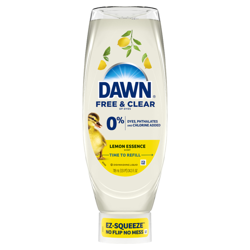 Dawn Free & Clear Ez-Squeeze Dish Soap Liquid, Dishwashing Grease Removal, Lemon - 24.3 Ounce