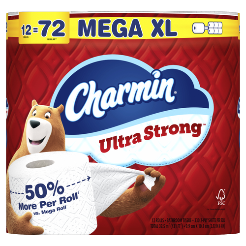 Charmin Ultra Strong Toilet Paper 12 Mega Xl Rolls, 330 Sheets Per Roll - 12 Count