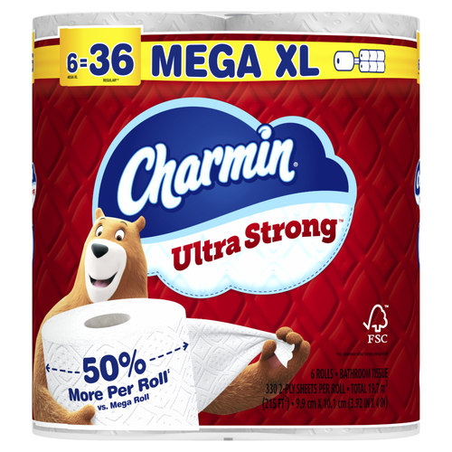 Charmin Ultra Strong Toilet Paper 6 Mega Xl Rolls, 330 Sheets Per Roll - 6 Count