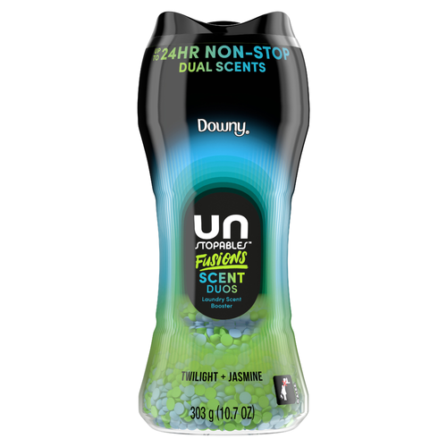 Downy Unstopables Fusions Scent Duos Laundry Booster Beads, Twilight And Jasmine Non-Stop Freshness With 1 Dual - 10.7 Ounce