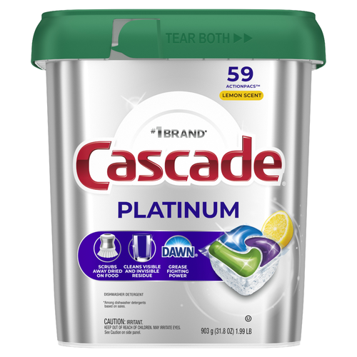 Cascade Platinum Dishwasher Pods, Detergent, Dish Soap, Lemon - 59 Count
