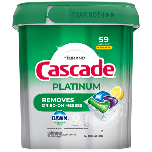 Cascade Platinum Dishwasher Pods, Lemon - 59 Count Image 1 of 2