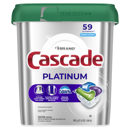 Cascade Platinum Dishwasher Pods, Detergent, Dish Soap, Fresh - 59 Count