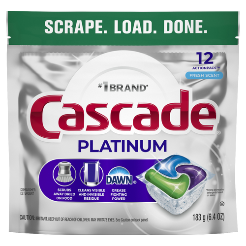 Cascade Platinum Dishwasher Pods, Detergent, Dish Soap, Fresh - 12 Count
