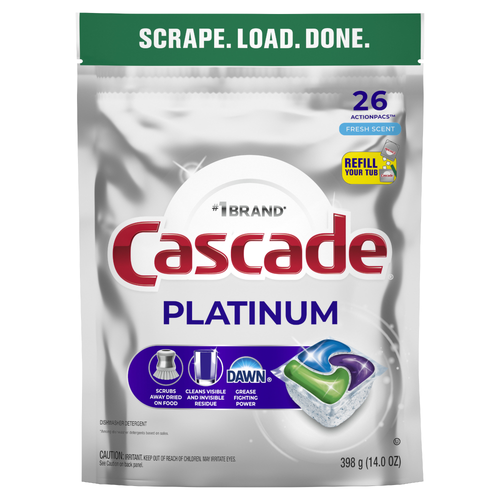 Cascade Platinum Dishwasher Pods, Detergent, Dish Soap, Fresh - 26 Count