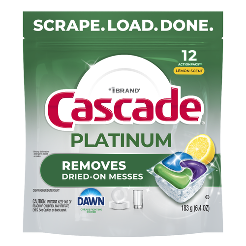 Cascade Platinum Dishwasher Pods, Detergent, Lemon - 12 Count