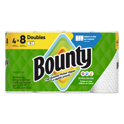 Bounty Paper Towels Select-A-Size White, 4 Double Rolls, 82 Sheets Per Roll - 4 Count