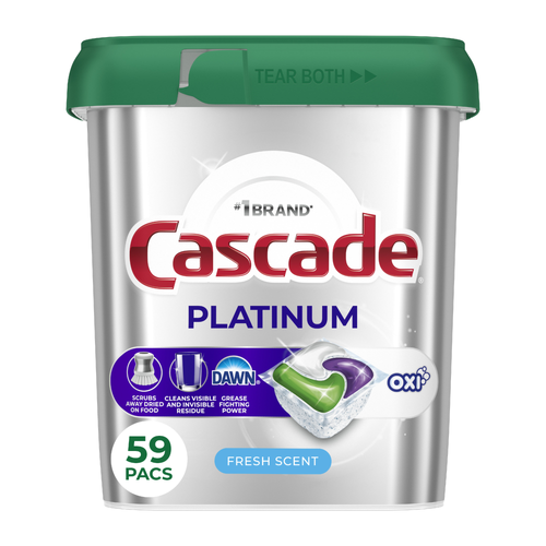 Cascade Fresh Platinum + Oxi Dishwasher Detergent Pods - 59 Count