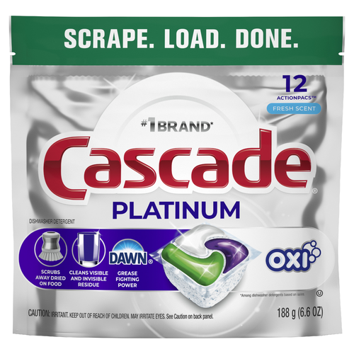 Cascade Platinum Dishwasher Pods, Detergent, Dish Soap, Fresh - 12 Count