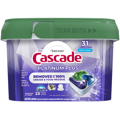 Cascade Platinum Plus Dishwasher Pods, Detergent, Dish Detergent Soap, Fresh - 31 Count