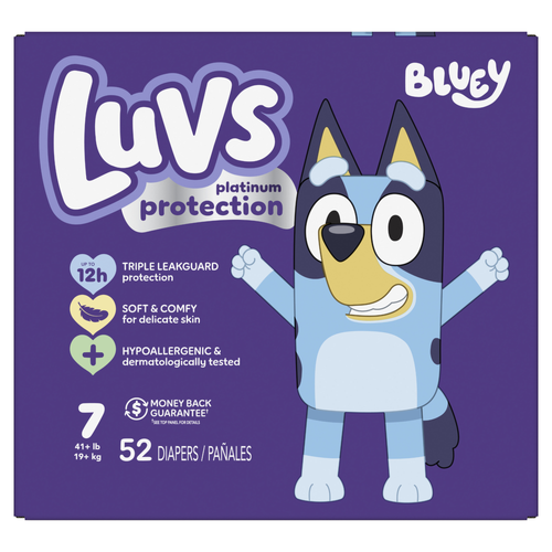 Luvs Platinum Protection Baby Diapers, Size 7 41+ Lbs - 52 Count