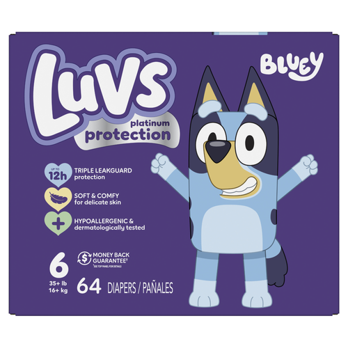 Luvs Platinum Protection Baby Diapers, Size 6 35+ Lbs - 64 Count