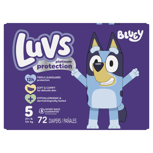 Luvs Platinum Protection Baby Diapers, Size 5 27+ Lbs - 72 Count