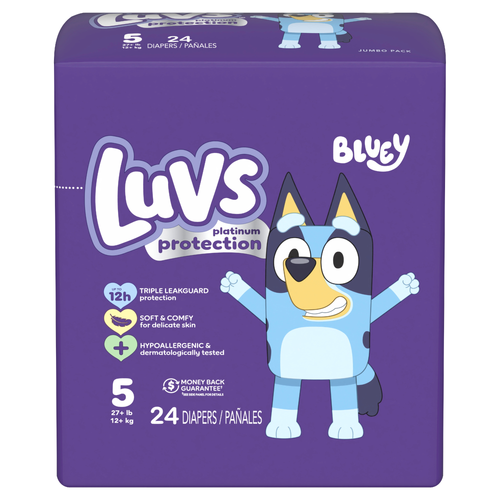 Luvs Platinum Protection Baby Diapers, Size 5 27+ Lbs - 24 Count