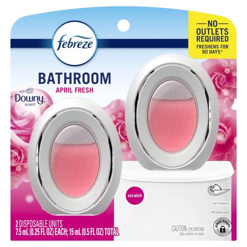 Febreze Bathroom Air Freshener, Odor-Fighting, Downy April Fresh - 0.5 Ounce
